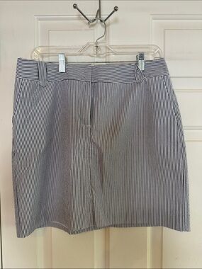 Blue and white seersucker Summer Comfortable Classic Loft Size 8 Skirt